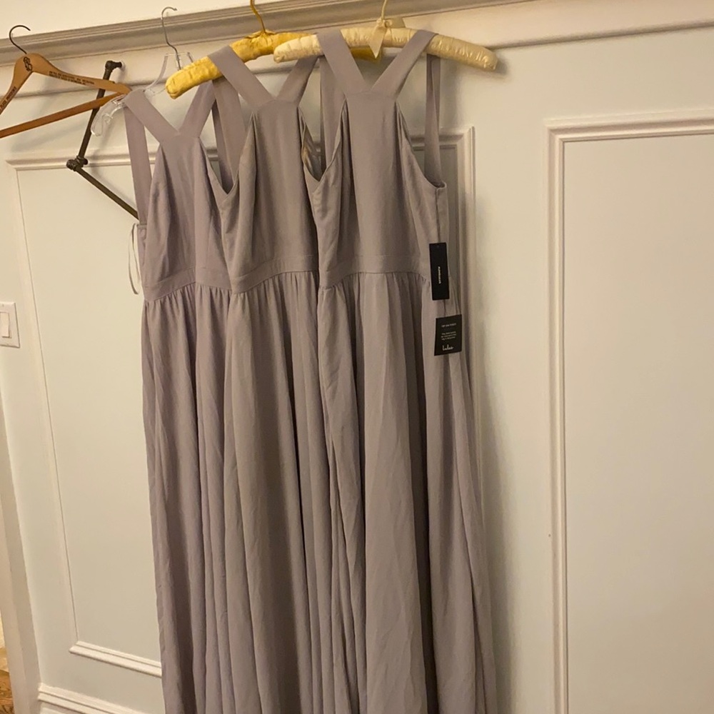 3 bridesmaids dresses: one never worn, other two worn once and need dry clean: